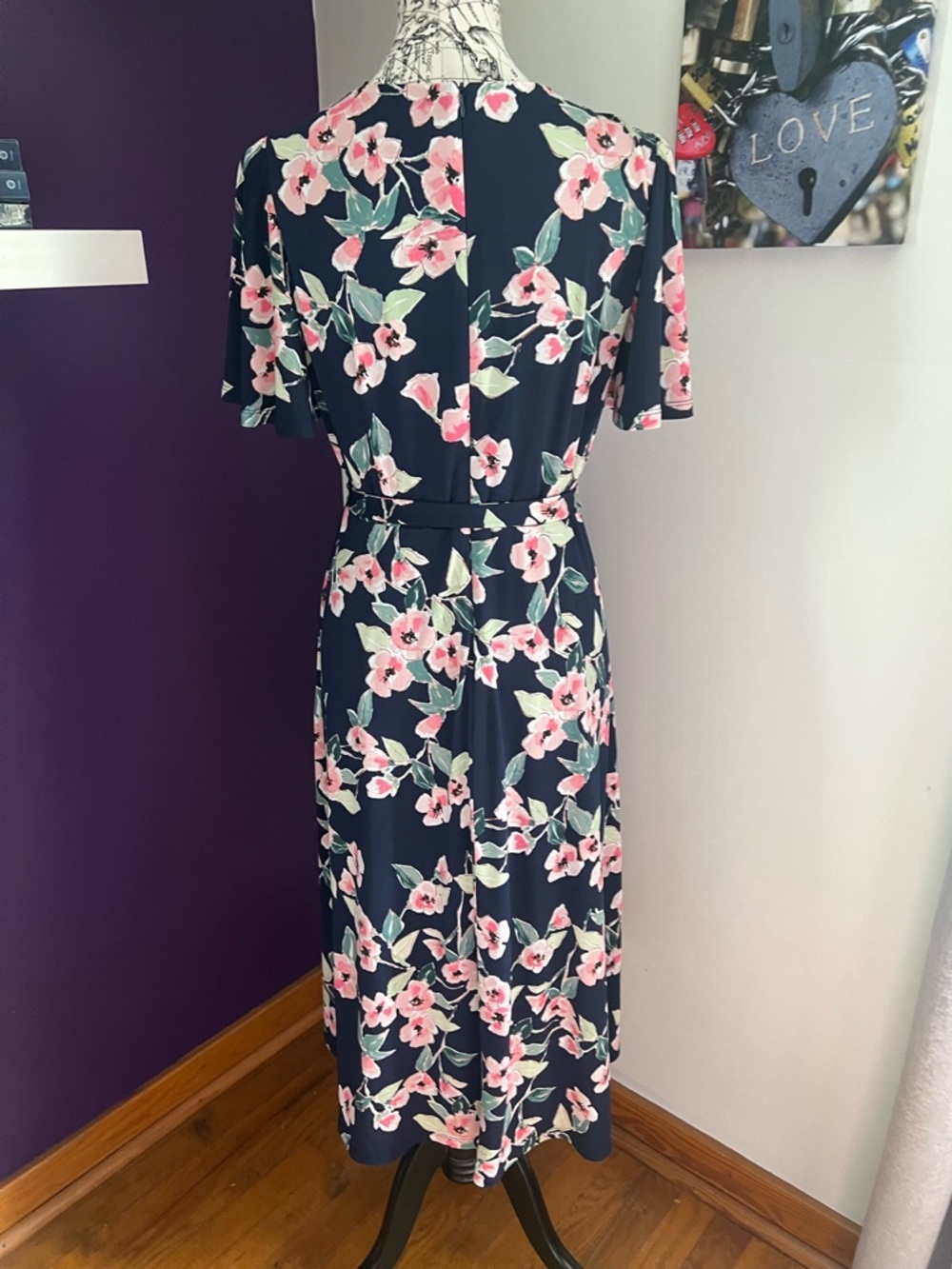 Eliza J Navy & Floral Faux Wrap Dress - Picture 6 of 9